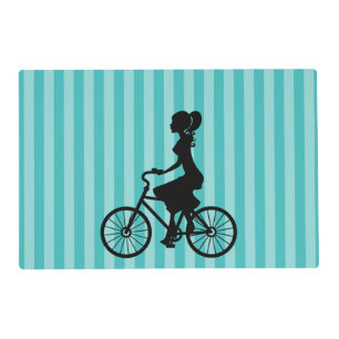 Retro Girl Cyclist Silhouette Placemat