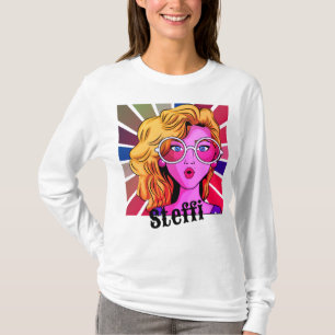 Retro Girl in smart Goggles Personalized name T-Shirt