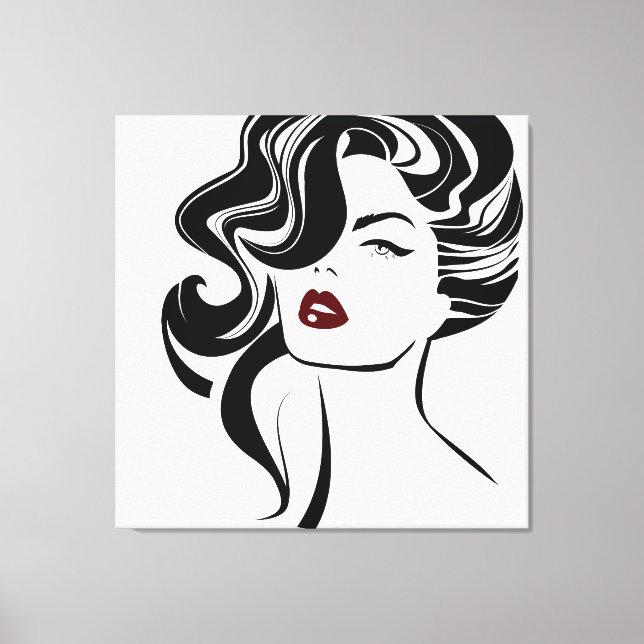 Retro girl red lips canvas print (Front)