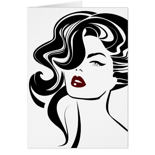 Retro girl red lips cards (Front)
