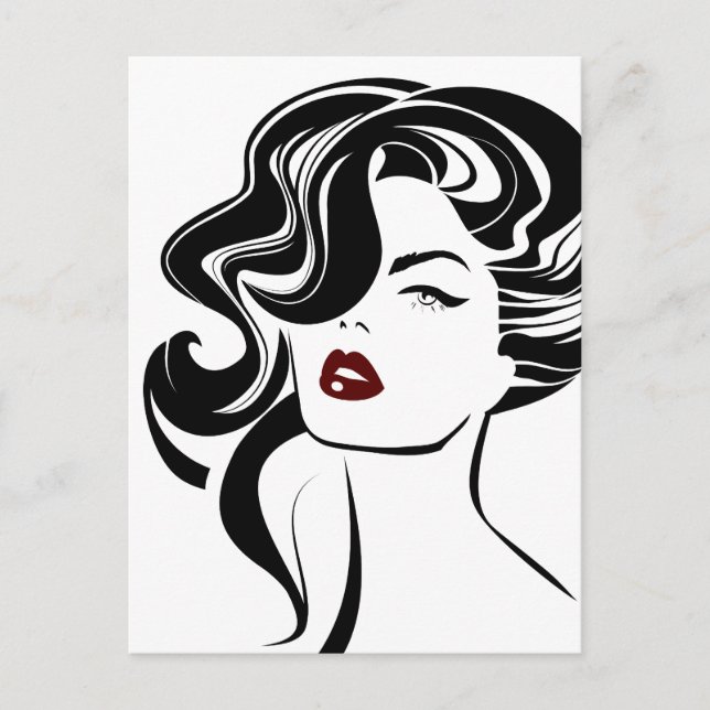Retro girl red lips postcard (Front)