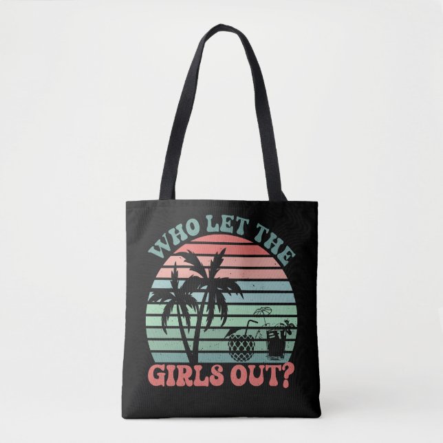 Retro Girl’s Trip Weekend Sunset Tote Bag (Front)