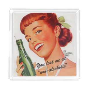Retro Girl Soda Advert Funny Slogan Acrylic Tray