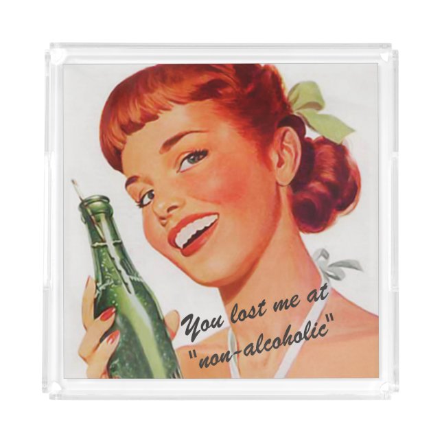Retro Girl Soda Advert Funny Slogan Acrylic Tray (Front)