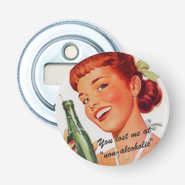 Retro Girl Soda Advert Funny Slogan Bottle Opener (Front)