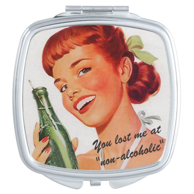 Retro Girl Soda Advert Funny Slogan Compact Mirror (Front)