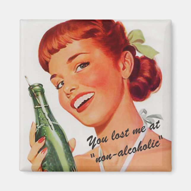 Retro Girl Soda Advert Funny Slogan Magnet (Front)