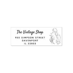 Retro Girl Vintage Clothing Store Return Address Self-inking Stamp
