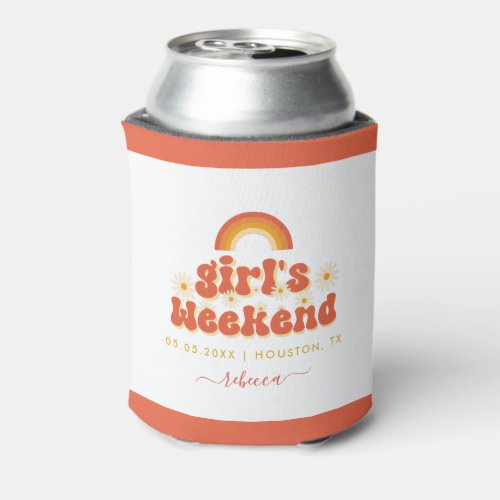 Retro Girl Weekend Personalized Bachelorette Favor Can Cooler