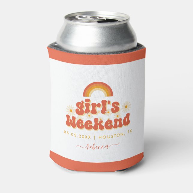 Retro Girl Weekend Personalized Bachelorette Favor Can Cooler (Can Back)
