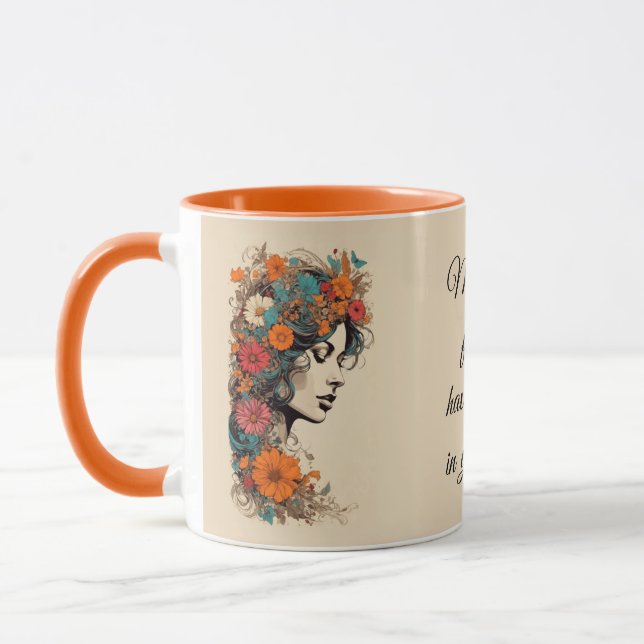 Retro Girl with Flowers in her hair Mug (Left)
