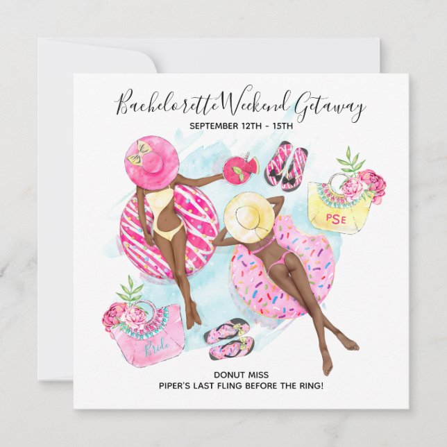 Retro Girls Bachelorette Beach Weekend Invitation (Front)