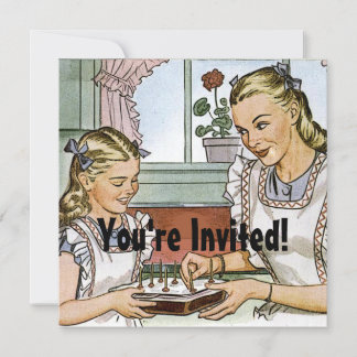 Retro Girls Birthday Invitation