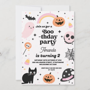Retro Girls Boothday Halloween Birthday Invitation