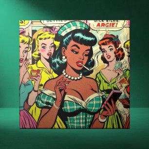 Retro Girls Comics Ceramic Tile