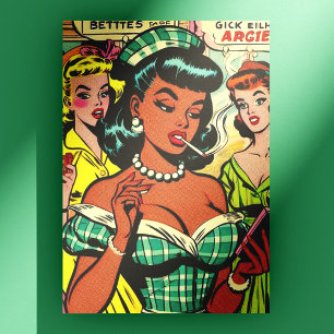 Retro Girls Comics Postcard