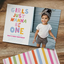 Retro Girls Just Wanna Be One Photo 1st Birthday