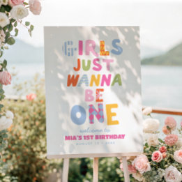 Retro Girls Just Wanna Be One Preppy 1st Birthday Foam Board