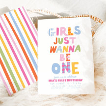 Retro Girls Just Wanna Be One Preppy 1st Birthday
