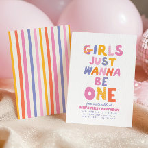 Retro Girls Just Wanna Be One Preppy 1st Birthday