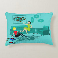 Retro Girl's Night In Accent Pillow