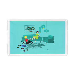 Retro Girl's Night In Acrylic Tray