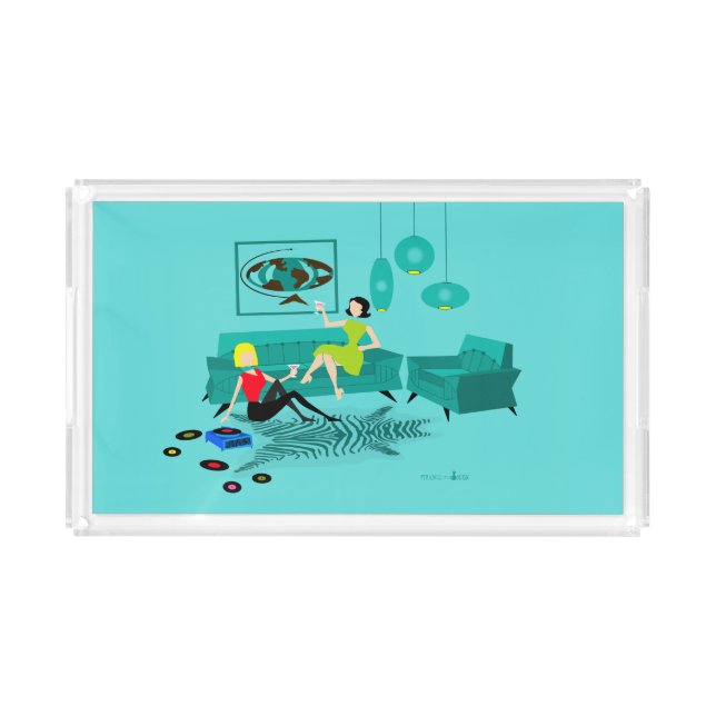 Retro Girl's Night In Acrylic Tray (Front)