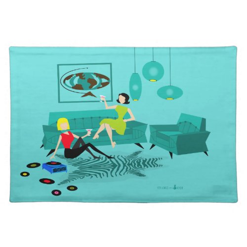 Retro Girls Night In Cloth Placemat