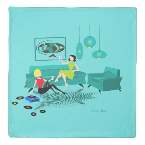 Retro Girls Night In Duvet Cover