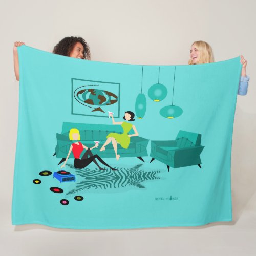 Retro Girls Night In Fleece Blanket