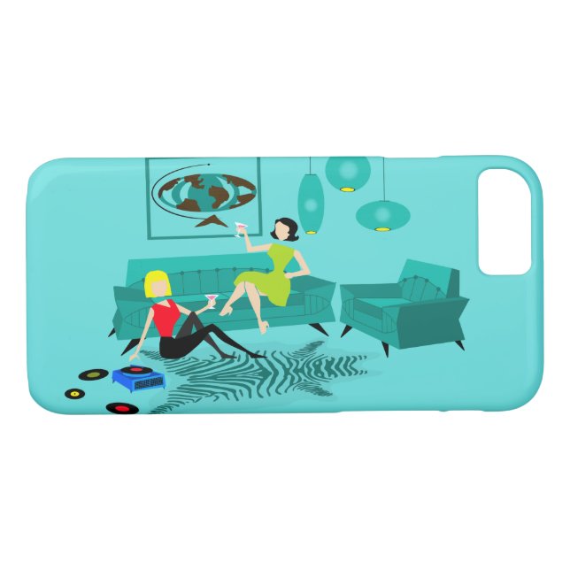 Retro Girl's Night In iPhone Case (Back (Horizontal))