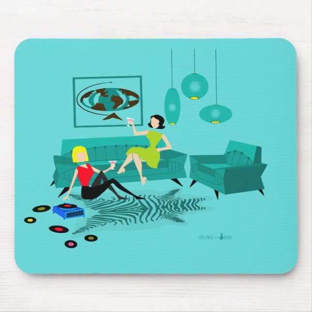 Retro Girl's Night In Mousepad (Front)