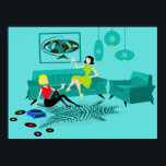 Retro GIrls' Night In Poster<br><div class="desc">It looks like it’s going to be a fun time with this kitschy Retro Girls’ Night In Poster. The 1960’s style, minimalist art design features two women with pink cocktails in a thoroughly mid century modern, aqua and turquoise living room. These ladies certainly know how to relax. The raven haired...</div>