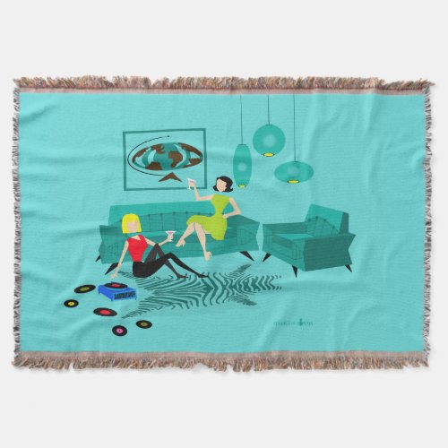 Retro Girls Night In Throw Blanket