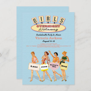 Retro Girls Overnight getaway Invitations