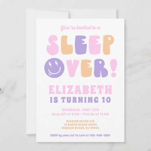 Retro Girls Sleep Over Party Invitation