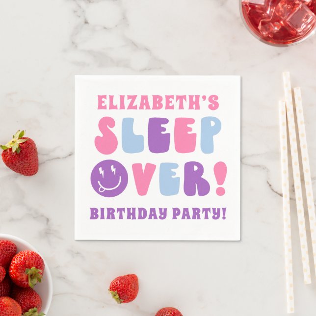 Retro Girls Sleep Over Party Napkins (Insitu)