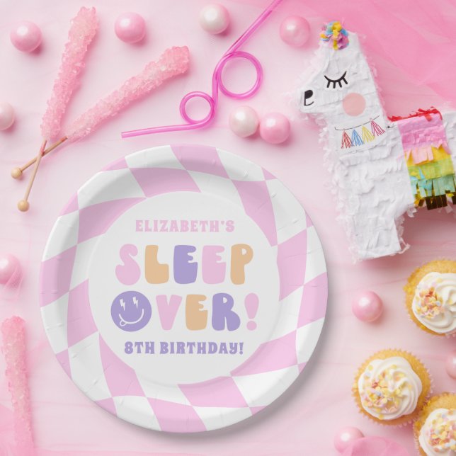 Retro Girls Sleep Over Party Paper Plates (Party)