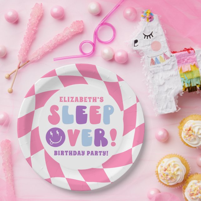 Retro Girls Sleep Over Party Paper Plates (Party)