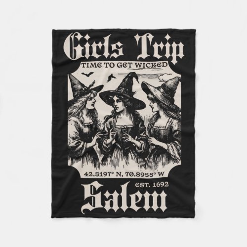 Retro Girls Trip Salem 1692 They Missed One Witch  Fleece Blanket