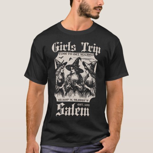 Retro Girls Trip Salem 1692 They Missed One Witch  T-Shirt