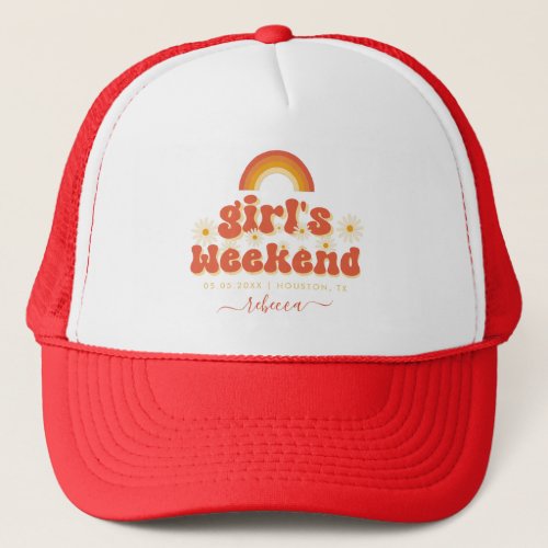 Retro Girls Weekend Custom Name Bachelorette Party Trucker Hat