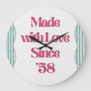 Retro Girly “Pretty Please” Print   Bright Vintage Large Clock