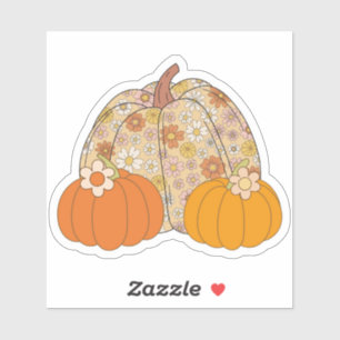 Retro, Girly Pumpkins Sticker