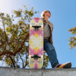 Retro Girly Tie Dye Custom Personalized Name Skateboard<br><div class="desc">Retro Girly Tie Dye Custom Personalized Name Skateboard features your personalized name in modern pink typography on an abstract tie dye with flower center in pink, purple, green, white and yellow pattern. Personalize by editing the text in the text box provided. Give a custom made gift, personalized skateboard to your...</div>
