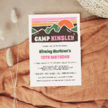 Retro Girly Weekend Camp Birthday Invitation