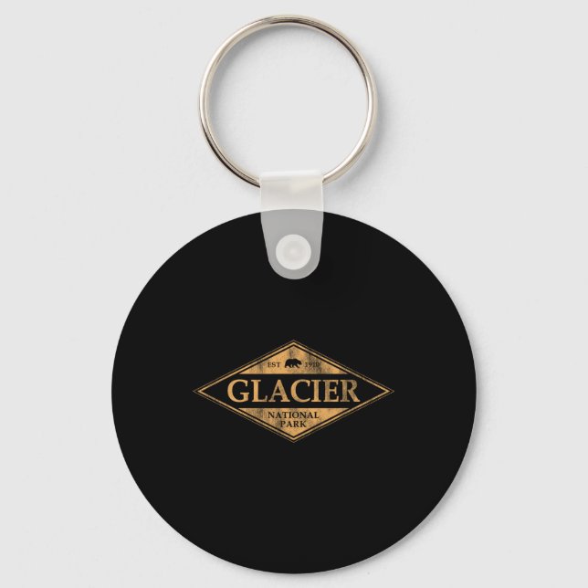 Retro Glacier National Park Montana Women Men Kids Keychain (Front)