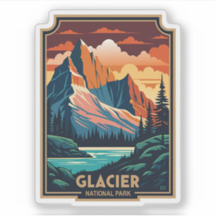 Retro Glacier National Park Sticker