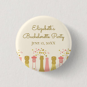 Retro Glam 1960s Champagne Bachelorette Party Button