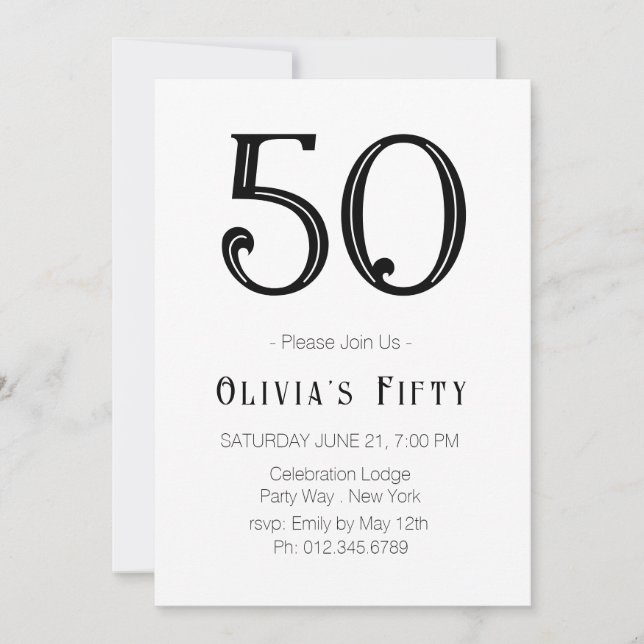 Retro Glam 50th Birthday Party Invitation (Front)